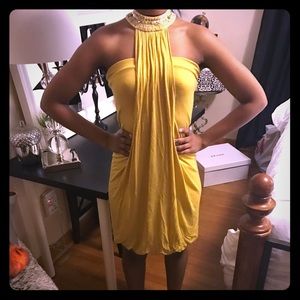 Jeweled Choker Dress w/ Halter Draping